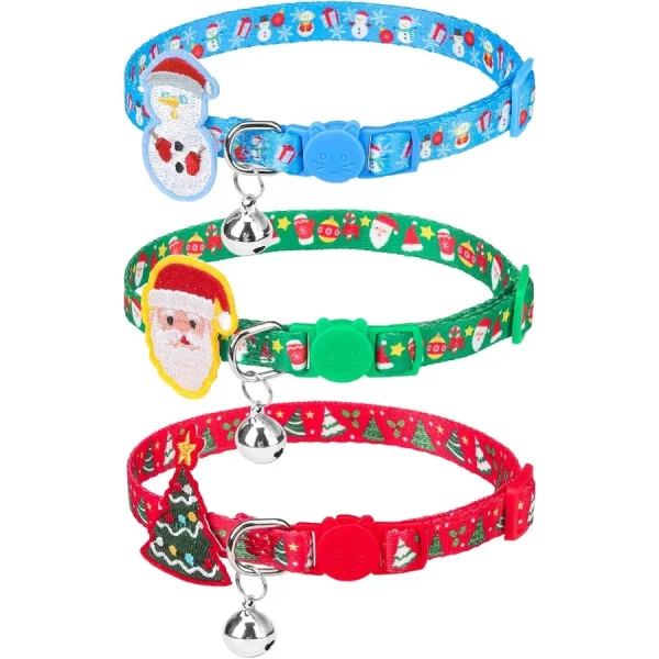 3 Pack Christmas Breakaway Cat Collar with Bells