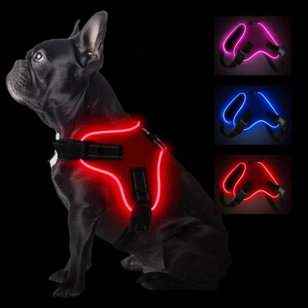Light Up Dog Harness NoPull Reflective Vest Breathable Adjustable with Handle