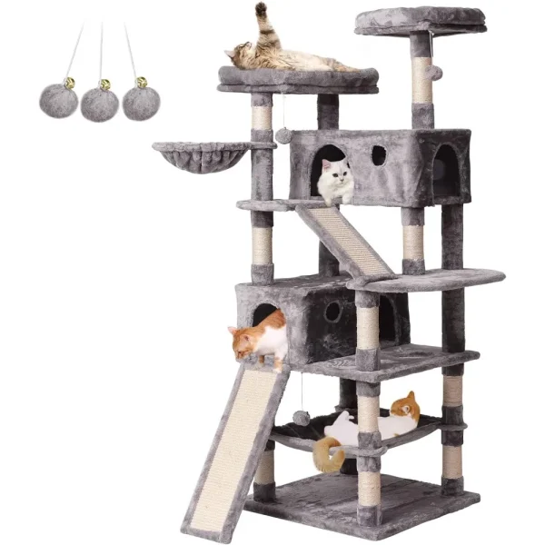 MQ Cat Tree 70.1 in, Multi Level Scratching Post with Condo