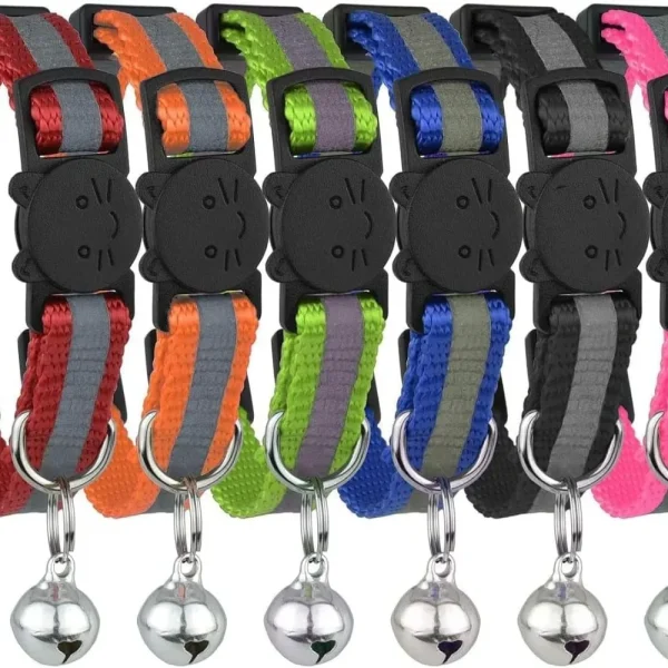 6-Pack Reflective Breakaway Cat Collars with Bell, Nylon