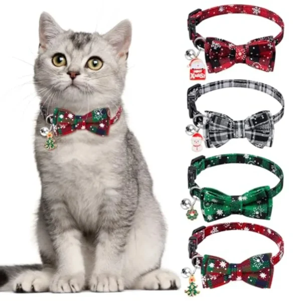 4 Pack Breakaway Christmas Cat Collars